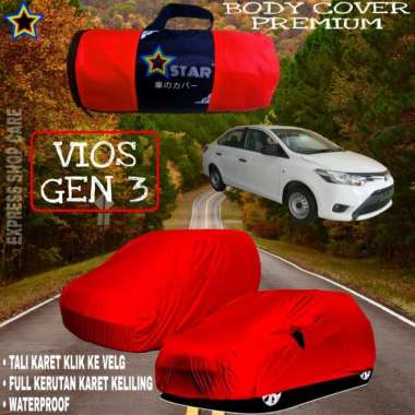 Sarung Mobil VIOS GEN 3 Polos MERAH Body Cover Vios Gen 3 PREMIUM