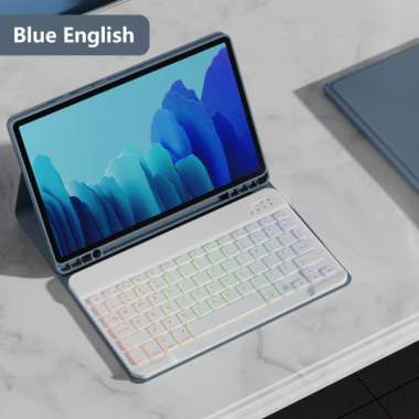 Tablet Case For Samsung Galaxy Tab A7 A8 Case Keyboard For Samsung Tab S6 Lite Case Rainbow Keyboard Mouse For Samsung Tab S7 S8 Case Tab A8 10.5 inch Blue case+keyboard