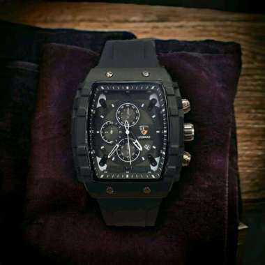 Jam Tangan Leopard Strap Rubber Hitam