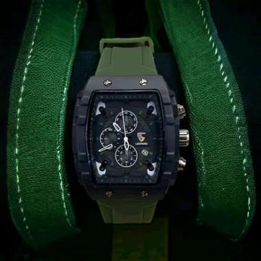 Jam Tangan Leopard Strap Rubber Hijau