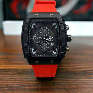 Jam Tangan Leopard Strap Rubber Merah