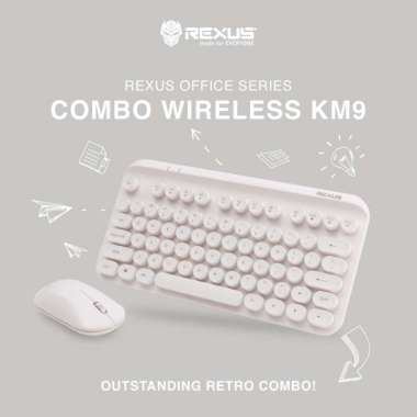 Keyboard mouse combo rexus wireless 2.4ghz TKL classic retro km9 km-9 Pink white mint WHITE