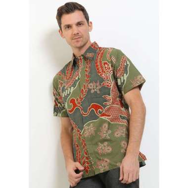 Arjuna Weda Hem Batik Body Fit Sebar Gajah Uling 53B186073 -Hijau HIJAU M