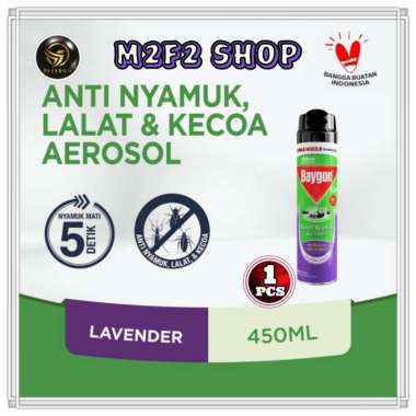 Baygon Aerosol Semprot Wangi Silky Lavender - 450 ml (Kemasan Satuan)