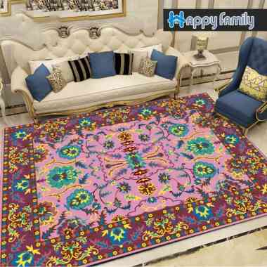 Karpet Lantai Eropa Permadani 100x160cm Anti Slip Karpet Ruang Tamu Motif Eropa Super Elegan DT100-E
