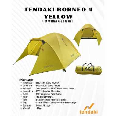 ZS TENDAKI BORNEO 4 KAPSITAS 4 ORANG TENDA CAMPING TENDA KEMPING TENDA MURAH BORNEO 4 YELLOW