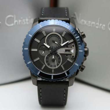 JAM TANGAN PRIA ALEXANDRE CHRISTIE AC 6527 / AC6527 BLUE BLACK LEATHER BLACK ORIGINAL