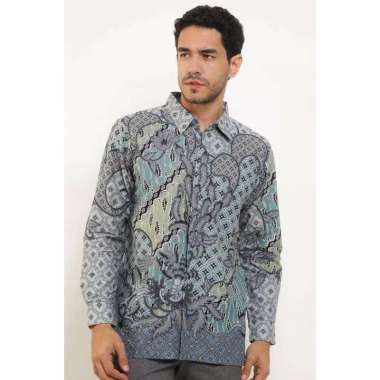 Krisna Batik Oliver Hijau Toska Kemeja Batik Pria Lengan Panjang S