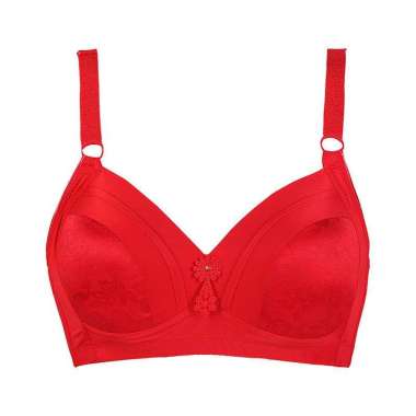 Bra Wanita Cup Besar Tanpa Kawat BH Jumbo Motif Gambar Bunga Big Size Ibu MERAH 40