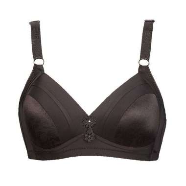 Bra Wanita Cup Besar Tanpa Kawat BH Jumbo Motif Gambar Bunga Big Size Ibu HITAM 40