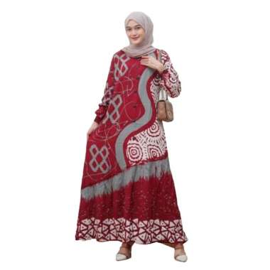 Gamis Twill Grade A Model Rempel Miring Motif Lukis Kancing Depan kode e
