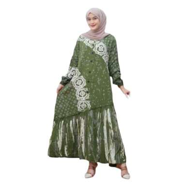 Gamis Twill Grade A Model Rempel Miring Motif Lukis Kancing Depan kode g