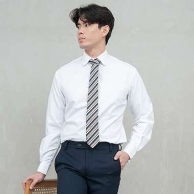 Houseofcuff Kemeja Kerja Putih Slim Fit French Cufflinks Kerah Lubang Kemeja + Cuff XXL