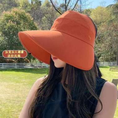 Verish Topi Pantai Wanita Lidah Lebar Impor Murah Orange