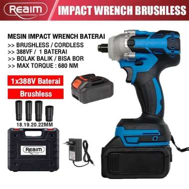 ss atau 680NM batre 2 impact wrench cordless baterai tanpa kabel impak Impek 388V/1 baterai+4PC