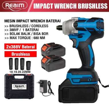 ss atau 680NM batre 2 impact wrench cordless baterai tanpa kabel impak Impek 388V/2 baterai+4PC