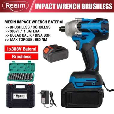 ss atau 680NM batre 2 impact wrench cordless baterai tanpa kabel impak Impek 388V/1 baterai+10PC