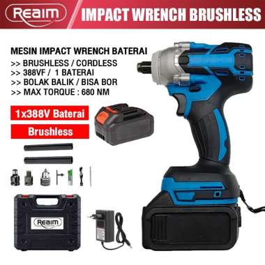 ss atau 680NM batre 2 impact wrench cordless baterai tanpa kabel impak Impek 388V/1 baterai+9PC