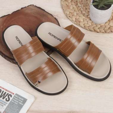 Sandal Pria Upper Kulit Asli - V03 Tan 42