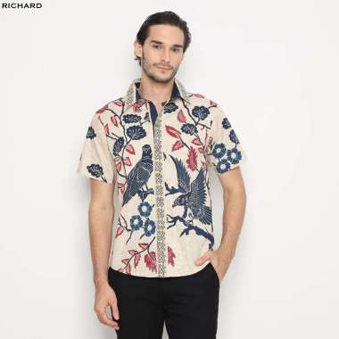 Evercloth Richard Kemeja Pria Kemeja Batik Pria Atasan Couple Hem Sarimbit Seragam SIZE L
