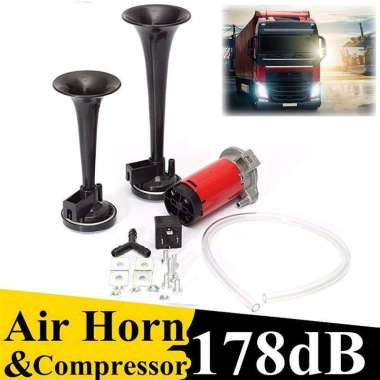 Klakson Trompet Motor Mobil Dual Air Horn 178dB 12V - Black