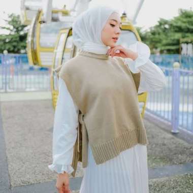 VEST Rompi Rajut Tali /Rompi Wanita Korea / Andien Outer Rajut Kekinian / Ootd hijab korean style M 