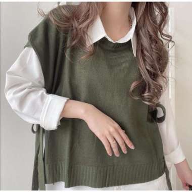 VEST Rompi Rajut Tali /Rompi Wanita Korea / Andien Outer Rajut Kekinian / Ootd hijab korean style M 