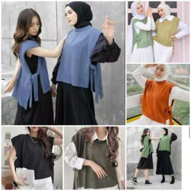 VEST Rompi Rajut Tali /Rompi Wanita Korea / Andien Outer Rajut Kekinian / Ootd hijab korean style XL