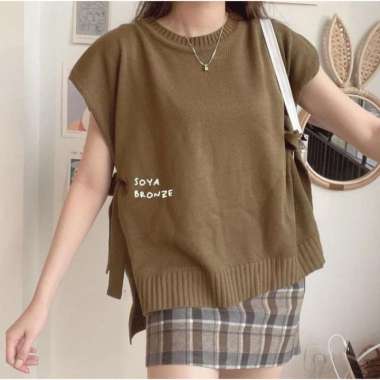 VEST Rompi Rajut Tali /Rompi Wanita Korea / Andien Outer Rajut Kekinian / Ootd hijab korean style XL