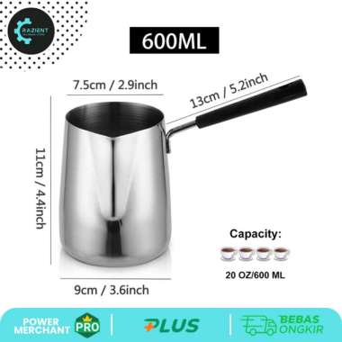 BARISTA MANUAL BREW TOOL ALAT KOPI MOKA IBRIK TURKI TURKISH COFFEE POT - LORENA 600ml