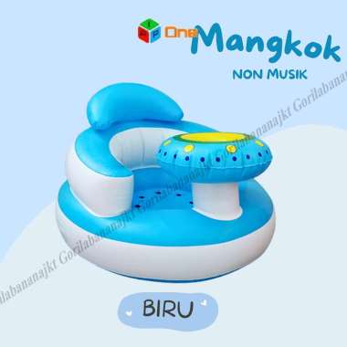 Kursi Pompa Bayi Sofa Tiup Tempat Duduk Bayi Balon Bebek Merak Mangkok Biru Biasa