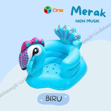 Kursi Pompa Bayi Sofa Tiup Tempat Duduk Bayi Balon Bebek Merak Merak Biru Biasa