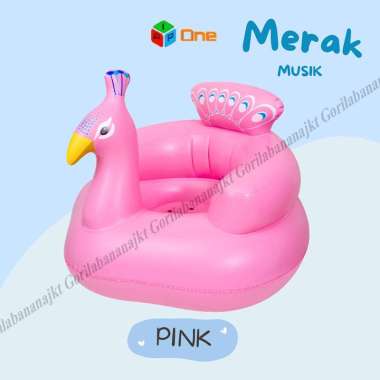 Kursi Pompa Bayi Sofa Tiup Tempat Duduk Bayi Balon Bebek Merak Merak Pink Musik