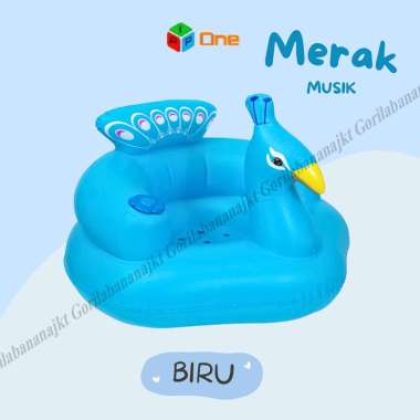 Kursi Pompa Bayi Sofa Tiup Tempat Duduk Bayi Balon Bebek Merak Merak Biru Musik