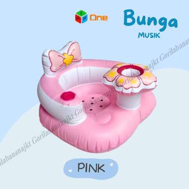 Kursi Pompa Bayi Sofa Tiup Tempat Duduk Bayi Balon Bebek Merak Bunga Pink Musik