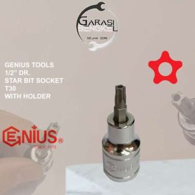 Kunci Star Bit Socket 1/2 Inch T30 Dengan Lobang Shock Bintang Lubang T30