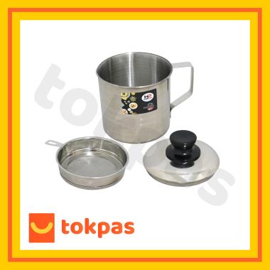 Oil Pot Gelas minyak Tempat minyak berikut saringan Merk Home Pro 12 cm