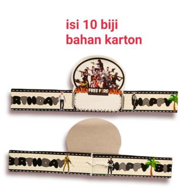 topi ulang tahun karakter free fire FREE FIRE isi 10 lembar warna campur