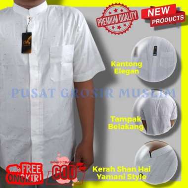 Koko Kurta Yamani Kemeja Koko Lengan Pendek Abu Aly Dewasa Original by Ammu XXL