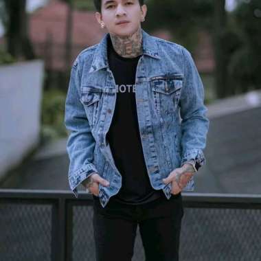 AS STORE JAKET JEANS PRIA JUMBO JAKET JEANS COWOK UKURAN JUMBO BLUE SANWAS XXL