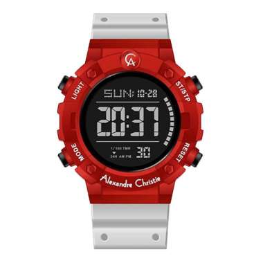 Alexandre Christie AC 9388 MH Jam Tangan Alexander Christie Pria DIGITAL Original White-Red