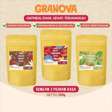 Instant Oatmeal by Granova | Sarapan Sehat, Oat Instan, Sereal Gandum | 350 gram Cacao Berry