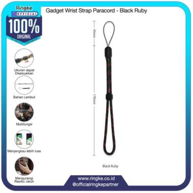 Ringke Gadget Wrist Strap Paracord Black Ruby Gantungan HP USB Kamera