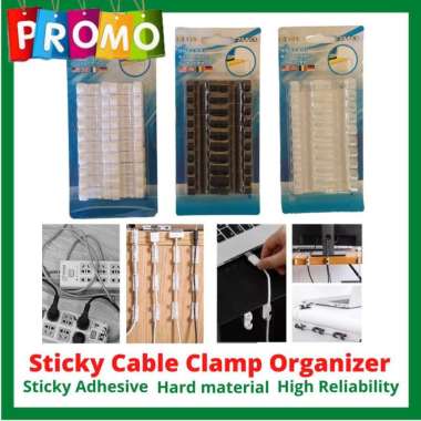 [Isi 20 pcs] Stick Wire Clamp Organizer Klem Kabel Tempel Perapih Kabel Transparan