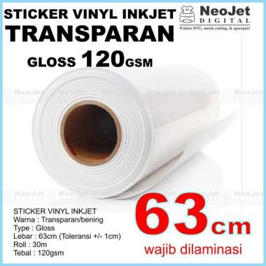Sticker Stiker Vinyl Inkjet Transparan bening lebar 63 cm (roll 30 m)