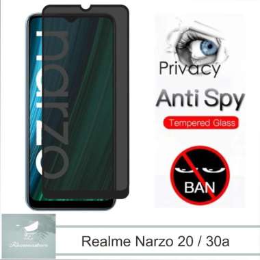 Promo Tempered Glass Layar Anti Spy Realme Narzo 30A / Narzo 20 Anti Gores Kaca Privasi Realme Narzo