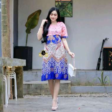 Tunik Batik | Tunik Batik Kombinasi Brokat | Baju Batik Wanita | Atasan Batik Wanita | Baju Kantor W