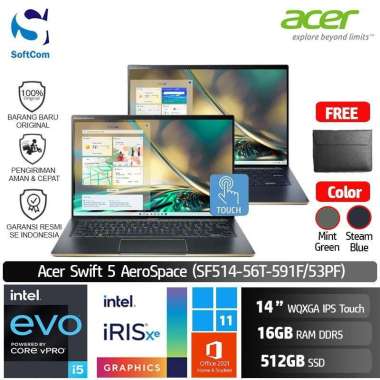 Acer Swift 5 Aerospace SF514 56T 591F 53PF Ultrabook [Core i5-1240P EVO/16GB/512GB/14" IPS Touch/W11