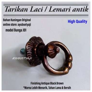 Tarikan Lemari Kuningan Bunga J01 Kuningan Handle Laci Pintu kecil 01