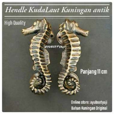 Handle Pintu Lemari Kuda Laut Kuningan Gagang Pintu Jendela Rumah Kuda